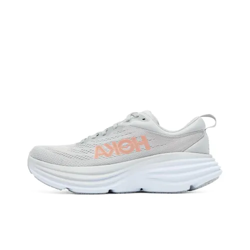 HOKA ONE ONE Bondi 8 Амортизаторы Шок Сопротивление Сцеплению Дышащий Низкий Топ Беговые кроссовки Женские Серый