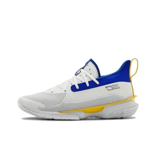 Under Armour Curry 7 'Dub Nation' Низкие Баскетбольные Кроссовки для Игры Мужские Белые и Синие