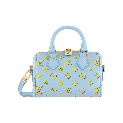 LOUIS VUITTON Speedy Телячья кожа Подушка Сумка Сумка через плечо Сумка Женская Синяя