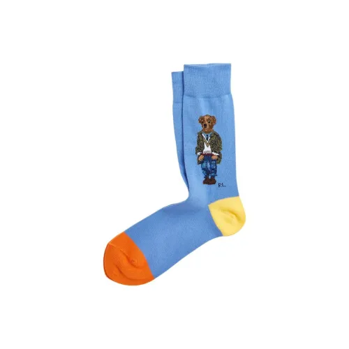 Polo Ralph Lauren SS24 Колено Высокие Носки Мужские 1 Пачка Гонконг Остров Синий