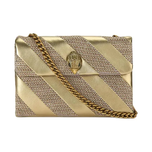 Kurt Geiger London Ткань с кожаными вставками Сумка через плечо Средняя Женская Золотая