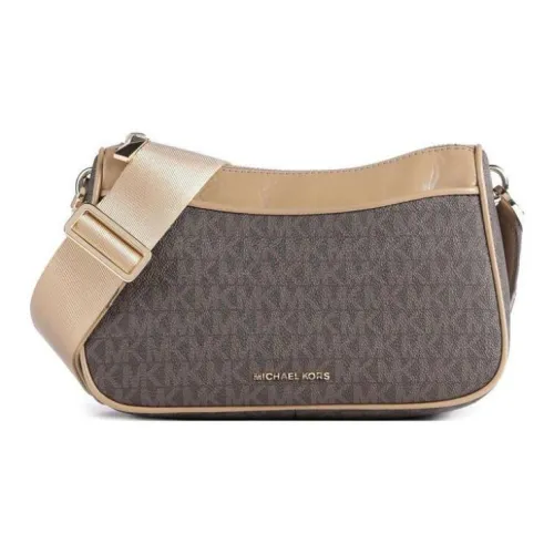 MICHAEL KORS Jet Set Покрытый холст с кожаными вставками Сумка через плечо Средняя Женская Темно-коричневый