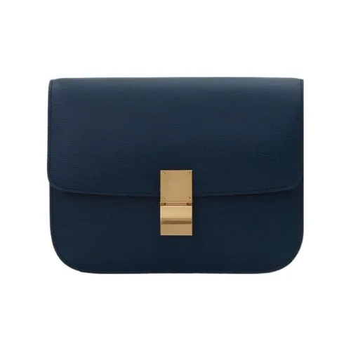 CELINE Классический Bo Телячья кожа Сумка тофу Квадратная сумка Сумка через плечо Средний Женские Abyss Синий