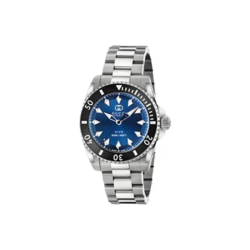Gucci Dive Collection Мужские часы Автоматический механический механизм Ремешок из нержавеющей стали 40 мм Синий циферблат