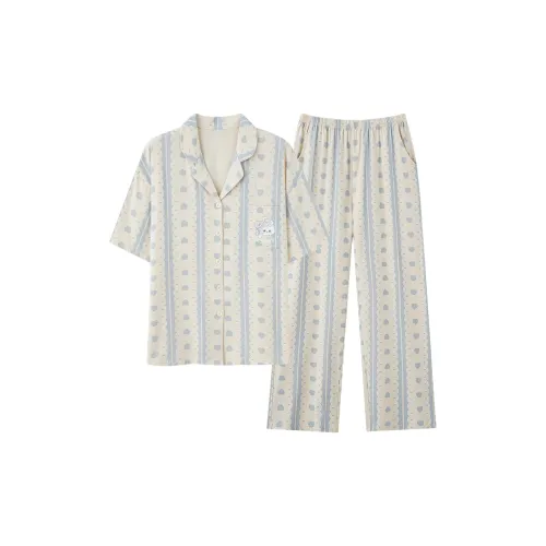 Chun Xi Pajama Комплект Женский Абрикосовый Синий