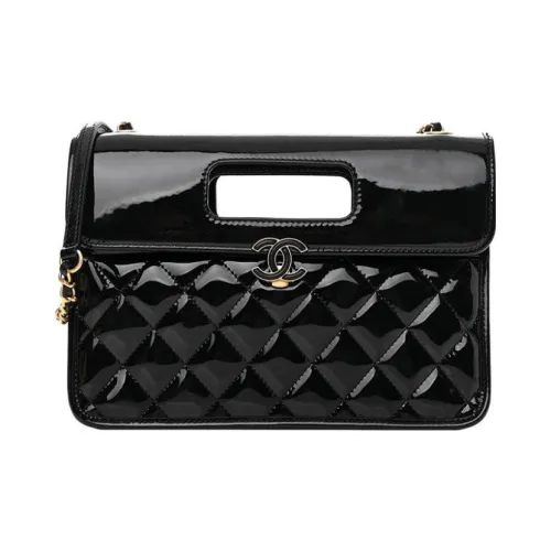 CHANEL Лакированная кожа Flap Bag Messenger Bag Briefcase Сумка через плечо Сумка для женщин Черный