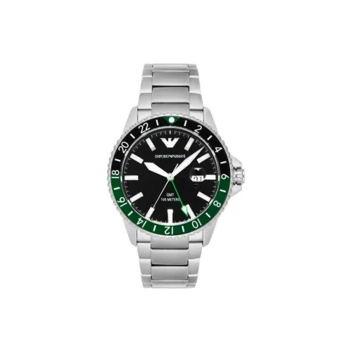 EMPORIO ARMANI Business Collection Мужские часы Кварцевый механизм Ремешок из нержавеющей стали 42 мм Черный циферблат