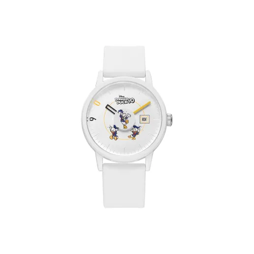 Серия Disney Donald Duck Кварцевый механизм Силиконовый ремешок Часы Унисекс Белый циферблат