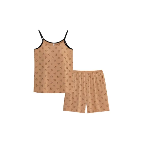 Sha Qian Пижамный комплект Летний Женский Хаки