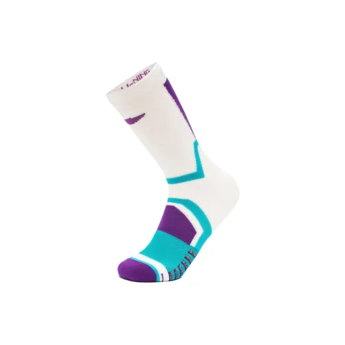 LINING Sports Basketball Collection 1 упаковка Экрю/Фиолетовый/Каменный Бирюзовый Мужские баскетбольные носки