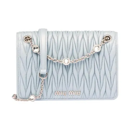 MIU MIU Сумка через плечо из кожи мини женская небесно-голубая
