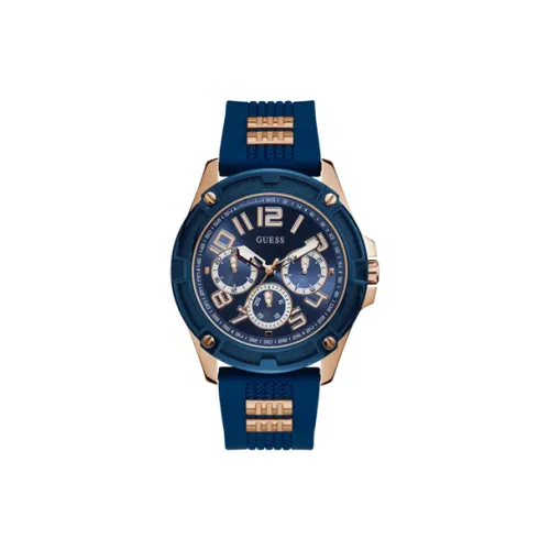 GUESS Наручные часы Кварцевый механизм Резина Силиконовый ремешок 46 мм Синий циферблат Мужские часы