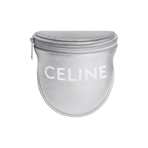 CELINE Ламинированная коровья кожа Сумка через плечо Маленькая Мужская Серебряная