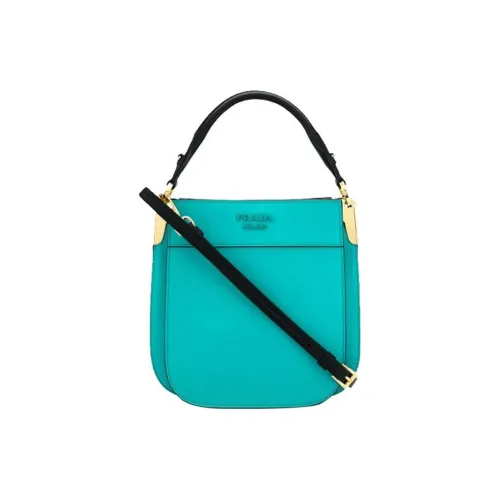 PRADA Телячья кожа Тоут Сумка Сумка для покупок Портативная Сумка через плечо Маленькая Женская Сумка через плечо Нефритовый Синий