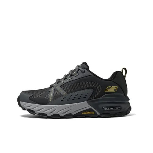 Skechers Max Protect Износостойкий Дышащий Низкий Топ Уличная Обувь Мужская Черный Серый