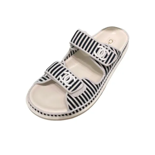 CHANEL Rubber Slide Тапочки Женские Черный Белый