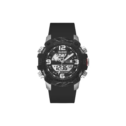 GUESS Наручные часы Кварц Электронный механизм Силиконовый ремешок 52 мм Черный циферблат Мужские часы