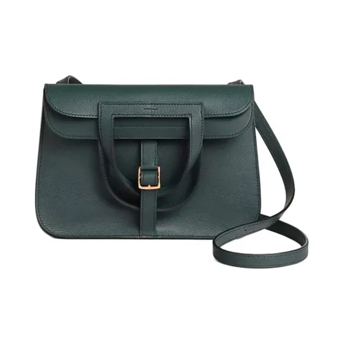 HERMES Halzan Evercolor Телячья кожа Сумка Сумка через плечо Сумка через плечо Женская Rousseau Зеленая