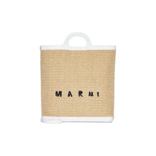 MARNI TROPICALIA Рафия с кожаными вставками Тоут Сумка Сумка для покупок Сумка через плечо Сумка Женская Бежевая