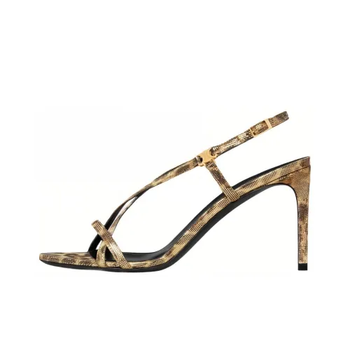 CELINE Triomphe One Ремешок Сандалии 8,5 см Женские Золото Черный