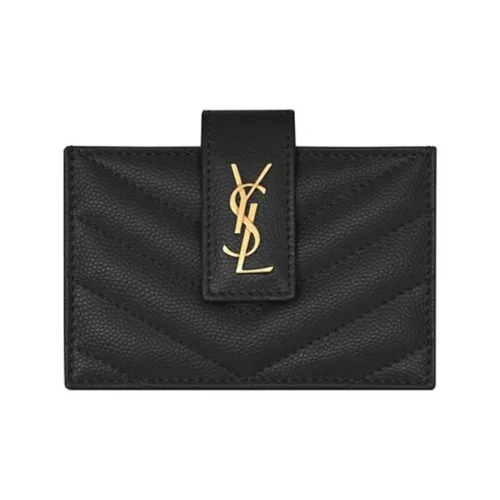 SAINT LAURENT Quilted кожа держатель для визиток женский черный