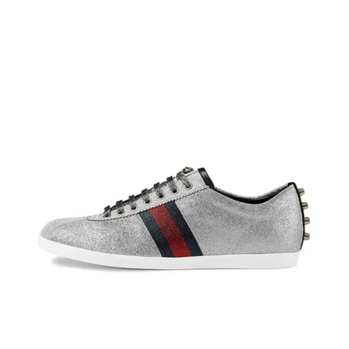 GUCCI Ace Low Топ Стильные Скейтбординги Мужской Серебряный Блестящий