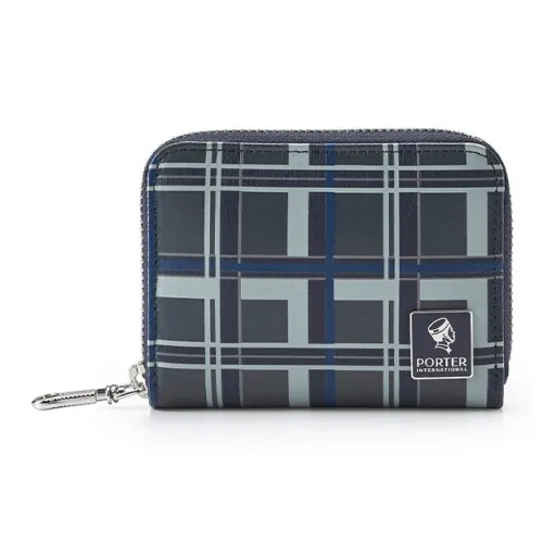PORTER PU (полиуретан) Кошелек для монет Кошелек Унисекс Морской синий Клетка