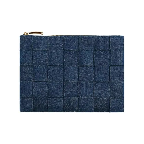 Bottega Veneta Cassette Denim Clutch Medium Women's Indigo Bottega Veneta Cassette Деним Клатч Средний Женский Индиго
