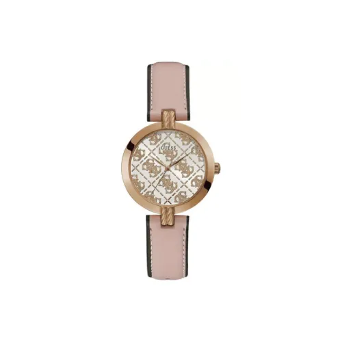 GUESS Наручные часы Кварцевый механизм Кожаный ремешок 35 мм Розовое золото Циферблат Женские часы