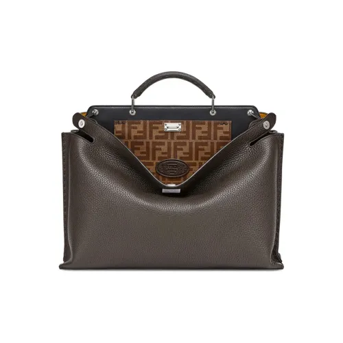 FENDI Кожа Доска для ноутбука Сумка на одно плечо Мужская Коричневая