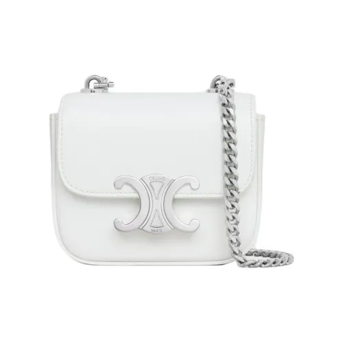 CELINE Claude Блестящий Корова Кожа Сумка через плечо Мини Женская Ultimate Белый