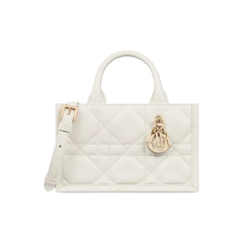 DIOR BookTote Коровья кожа Тоут Сумка Сумка для покупок Сумка через плечо Сумка Мини Женская Молочно-белая