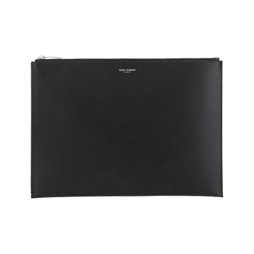 SAINT LAURENT Кожа Планшет Сумка iPad Мешок для хранения Клатч Мужской Черный