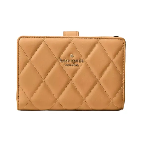 Kate Spade Кожа Кошелек Средний Женские Подъемный Муссовый Бежевый