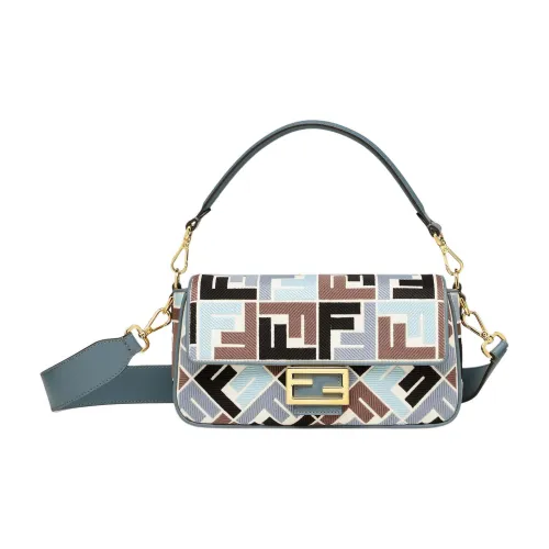 FENDI Baguette Холщовая Сумка через плечо Сумка среднего размера Женская Многоцветная