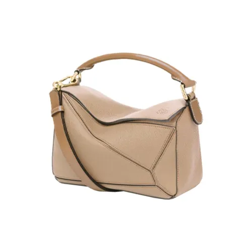 LOEWE Пазл Мягкая Коровья Зернистая Кожа Сумка Сумка через плечо Сумка через плечо Маленькая Женская Песочная Многоцветная Норка