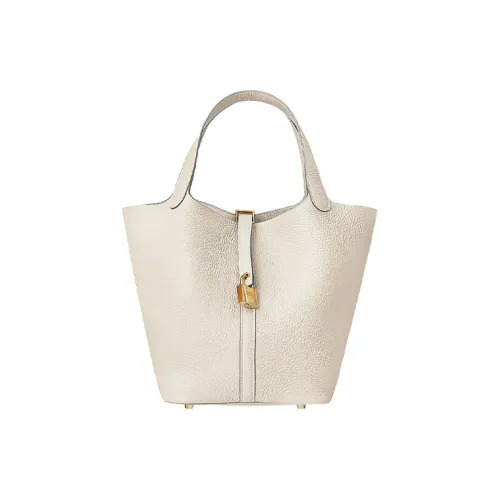 HERMES Picotin Lock Телячья кожа Ведрообразная сумка Корзина Сумка Женская 10 Craie Milkshake Белый