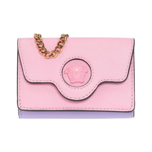 VERSACE La Medusa Коровья кожа Держатель для карт кошелек Женский Розовый Фиолетовый