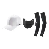 Белая бейсболка + Черная маска для защиты от солнца + Черные охлаждающие рукава