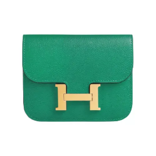 HERMES Constance Slim Evercolor Телячья кожа Кошелек Бананка Женские U4 Vert Vertigo Dazzling Зеленый Бархат Зеленый