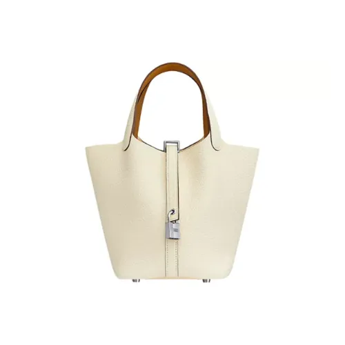 HERMES Picotin Lock Swift Кожа Сумка 22 Женская Кремовый Белый Кунжут