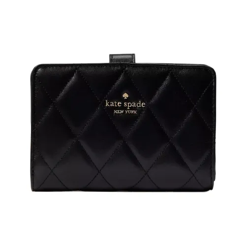 Kate Spade Стеганый кожаный кошелек среднего размера женский черный