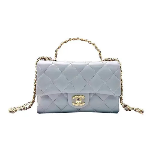 CHANEL Lambskin Flap Bag Single Shoulder Handbag Crossbody Bag Small Women's Blue Gray