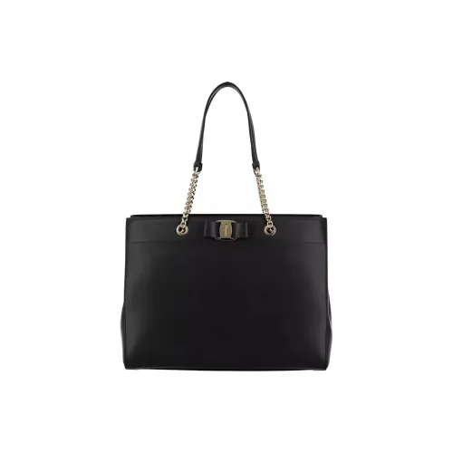 Ferragamo Кожа Тоут Сумка Сумка для покупок Сумка Женская Черная