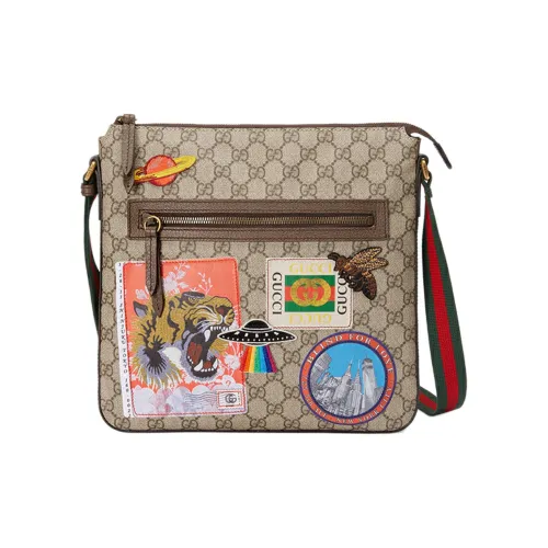 GUCCI Canvas с кожаными вставками курьерская сумка сумка через плечо унисекс