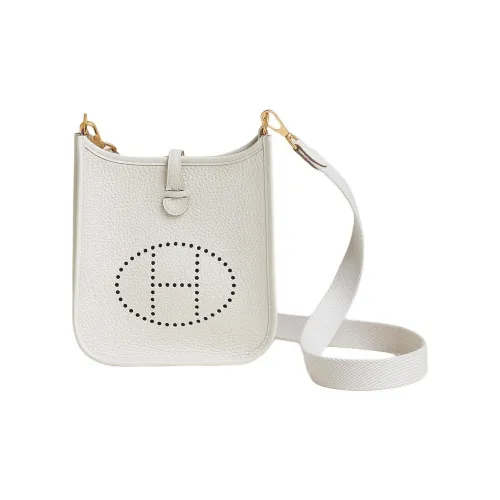 HERMES Evelyne Clemence Телячья кожа Сумка через плечо Мини Женская Кремово-серый