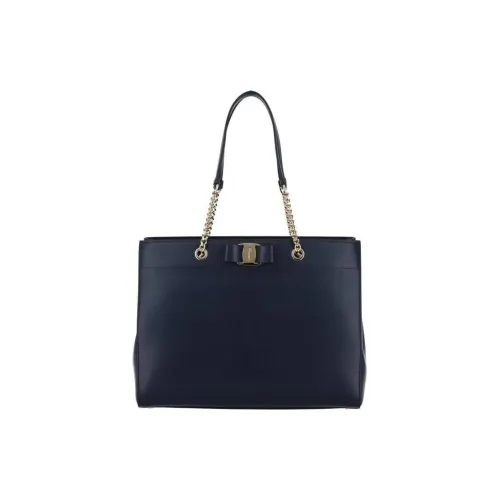 Ferragamo Vara Кожа Тоут Сумка Сумка для покупок Сумка на плечо Сумка Женская Морской синий