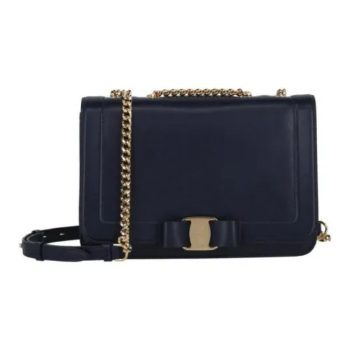 FERRAGAMO Vara кожаная сумка через плечо женская морской синий