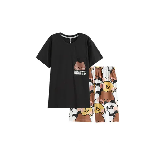 FENTENG x LINE FRIENDS Brown Bear Пижамный комплект Мужской Угольный серый