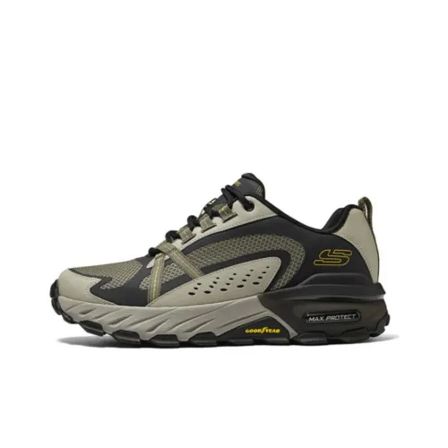 Skechers Max Protect Износостойкий Дышащий Низкий Топ Уличная Обувь Мужская Коричневый Черный